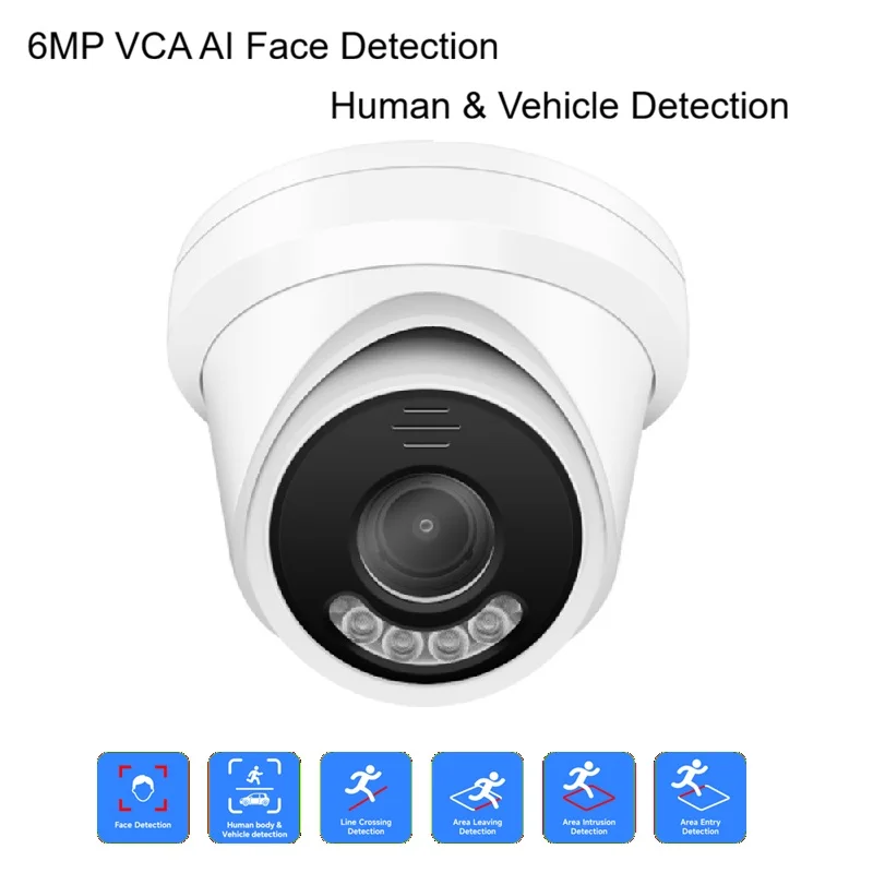 6MP Turret Camera 2.7-13.5 Motorized Lens 24/7 Dual Light AI Face Human Vehicle Detection IP67 Waterproof PoE Surveillanc