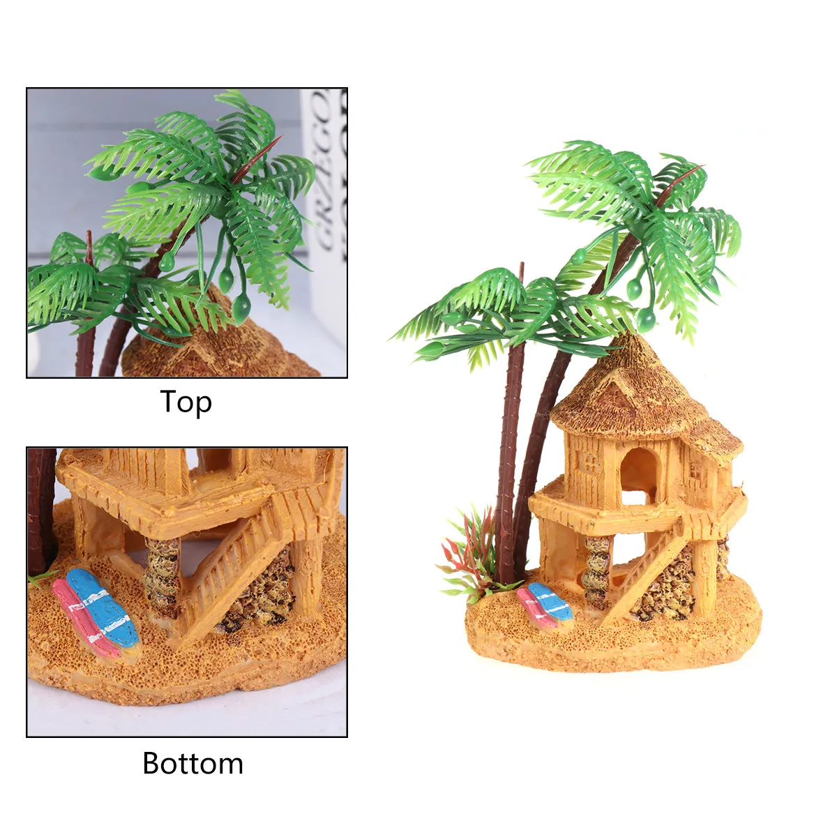 

Simulated Resin Coconut Tree Aquarium Decoration Miniature Mongolian for Fish Tank Landscape Creative Shelter DIY Setup