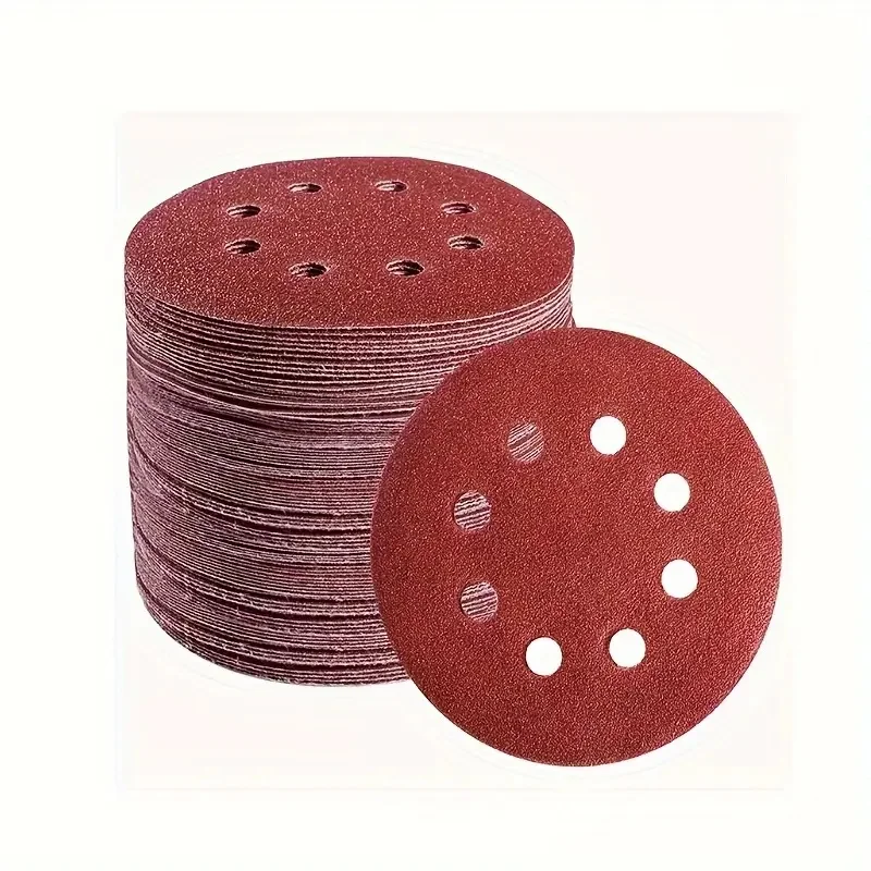50Pcs 5Inch 125mm Sanding Round Sandpaper Eight Hole Disk Sand Sheets Grit 60-1000 Hook and Loop Sanding Disc Polish