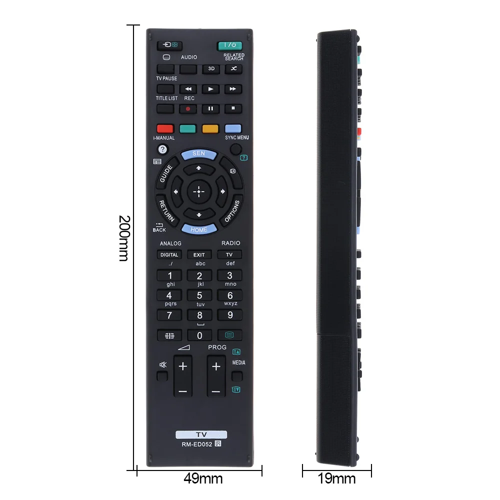 TV Remote Control Dukungan 2 X Baterai AAA dengan Jarak Transmisi Yang Panjang Cocok untuk Sony RM-ED052 ED050 ED053 ED060 ED046