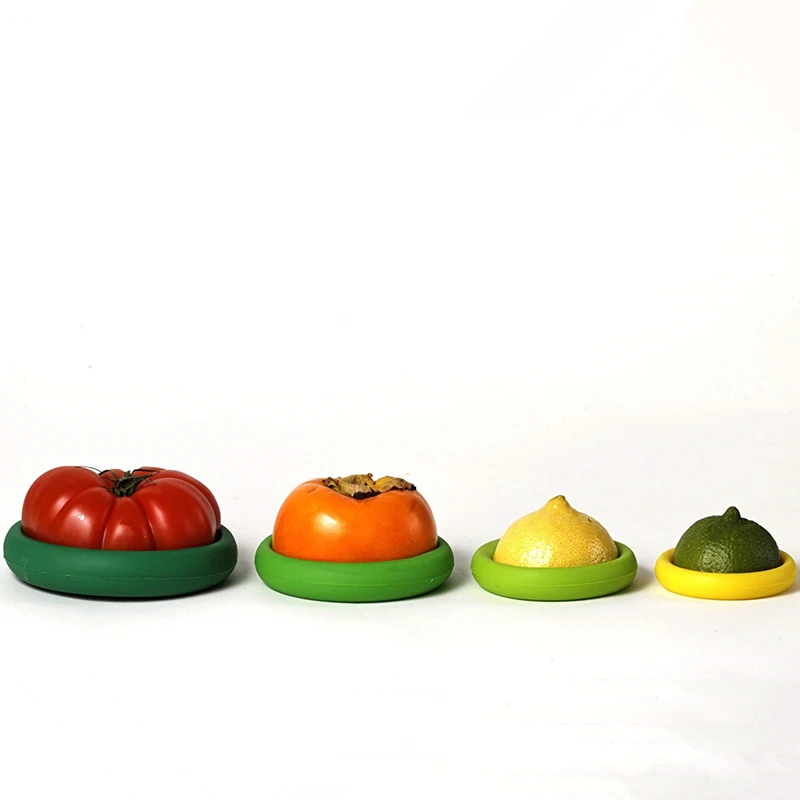 Juego de 4 Tapas de Silicona Reutilizables para Alimentos, Cubiertas para Frutas y Verduras