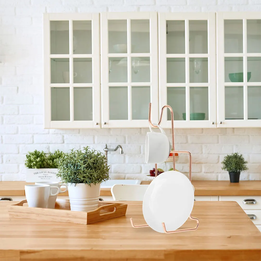 Espositore portabicchieri da caffè Robusto materiale in ferro Organizzatore per decorazioni per la casa Espositore per piattini per tazze da tè