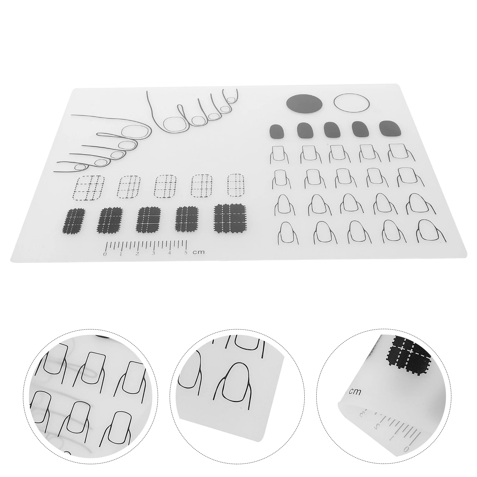 

Nail Art Stamping Mat Silicone Manicure Mat Nail Polish Practice Pad Foldable Table Cover Size Measuring Guide Glitter Design