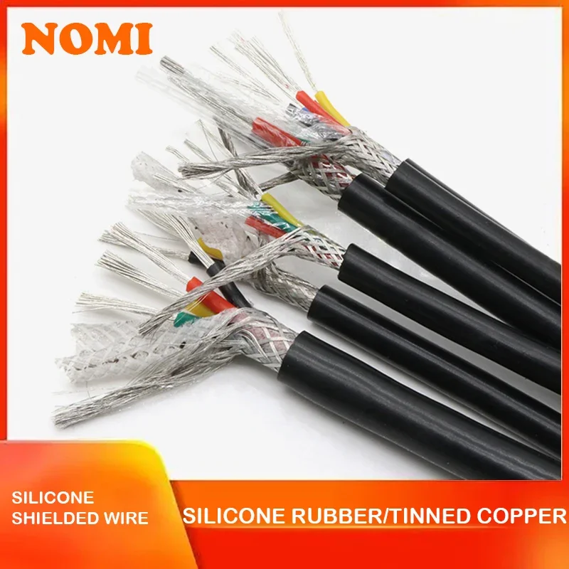 1M Sq 0.3 0.5 0.75 1 1.5 2 2.5mm Soft Silicone Rubber Shielded Cable 2 3 4 6Core Insulated Flexible Copper High Temperature Wire