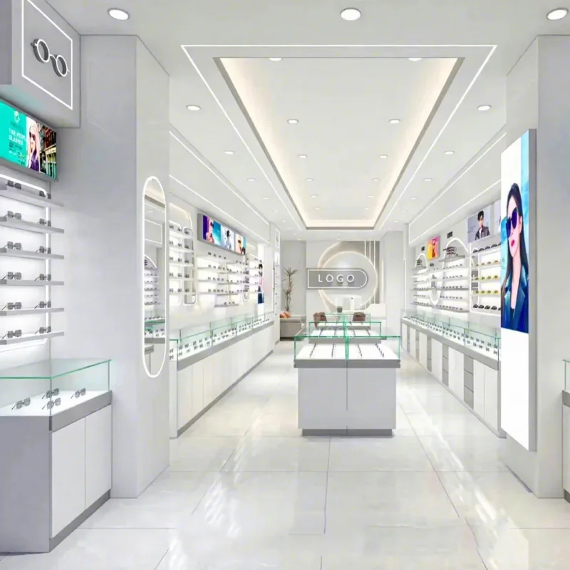 custom.Custom Designed Wood Shelves Rack Retail Rotating Floor Stand Counter Sunglasses Display Store Showcase