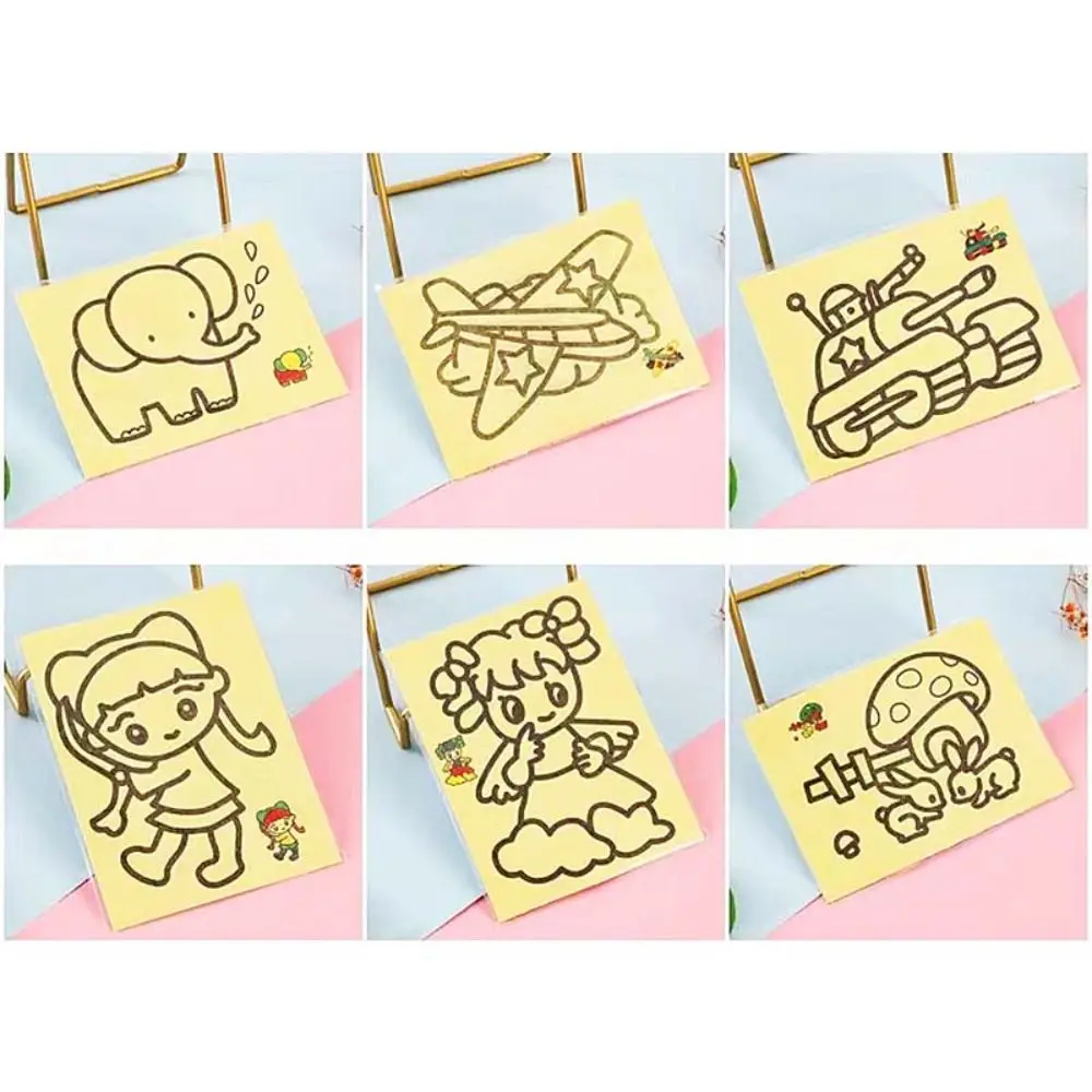 Brush Art Painting Sand Painting Set Graffiti Paper Children's Coloring Books Sand Art Handicrafts Picture Drawing Coloring Toys