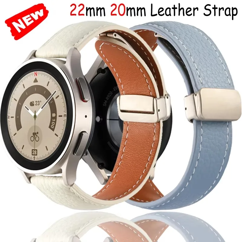 22/20 مللي متر حزام من الجلد لساعة سامسونج جالاكسي 7/6/4/5/5 برو كلاسيك هواوي ساعة 5 GT5-4 برو المغناطيسي كوريا Amazfit GTR4/GTS 4