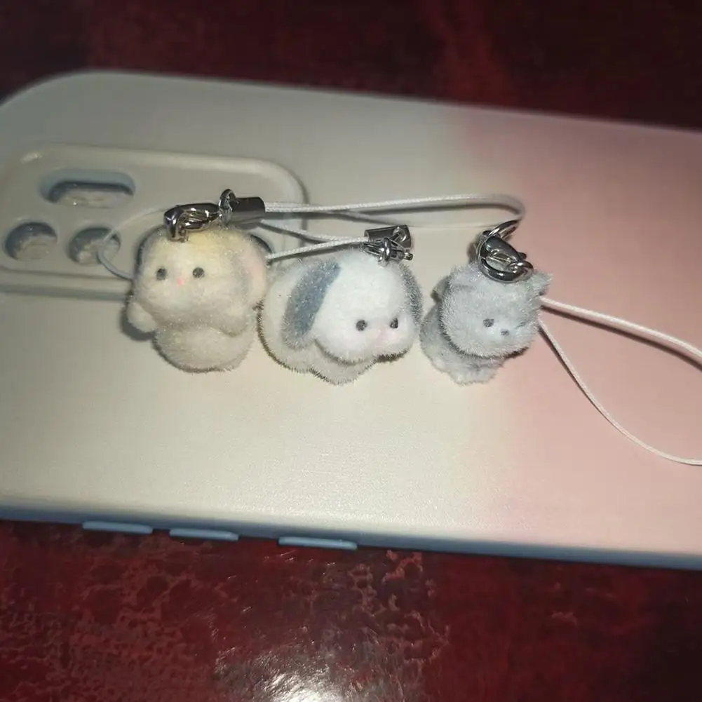 Mini Little Rabbit Keychain Cartoon Doll Puppy Hanging Phone Pendant Chain Decorative DIY Mobile Bag Item Accessories B3I6