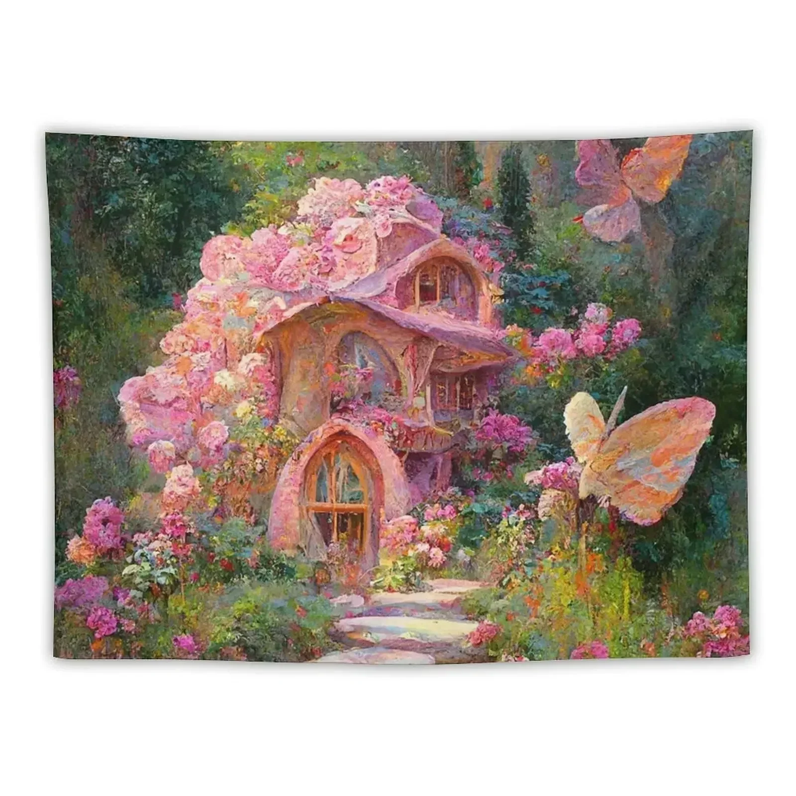 

Pastel Castle Fairytale Lover Girl Room Decor Pastel Rainbow Waterfall Abstract Art Print Tapestry