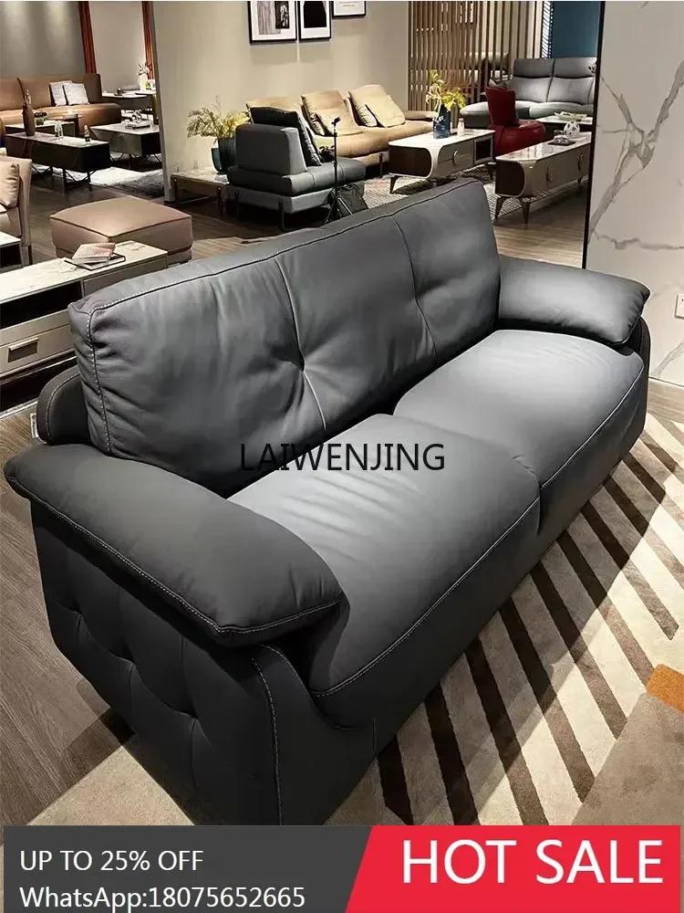 MJY simple sofa ins first layer cowhide sofa atmospheric straight row living room combination