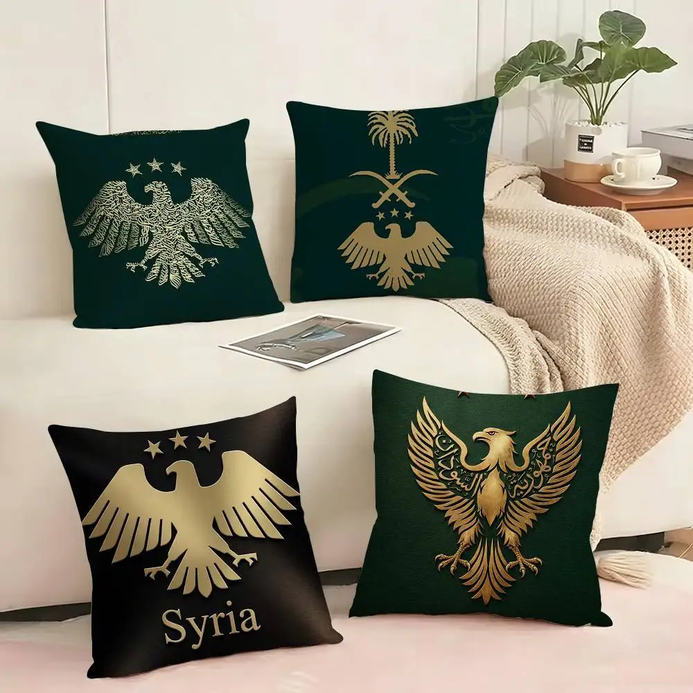 Syrians-S New Eagle Flag  Square Double-Sided printed Pillow Case Bedroom Bedside Pillow Sofa Cushion Cover Gift