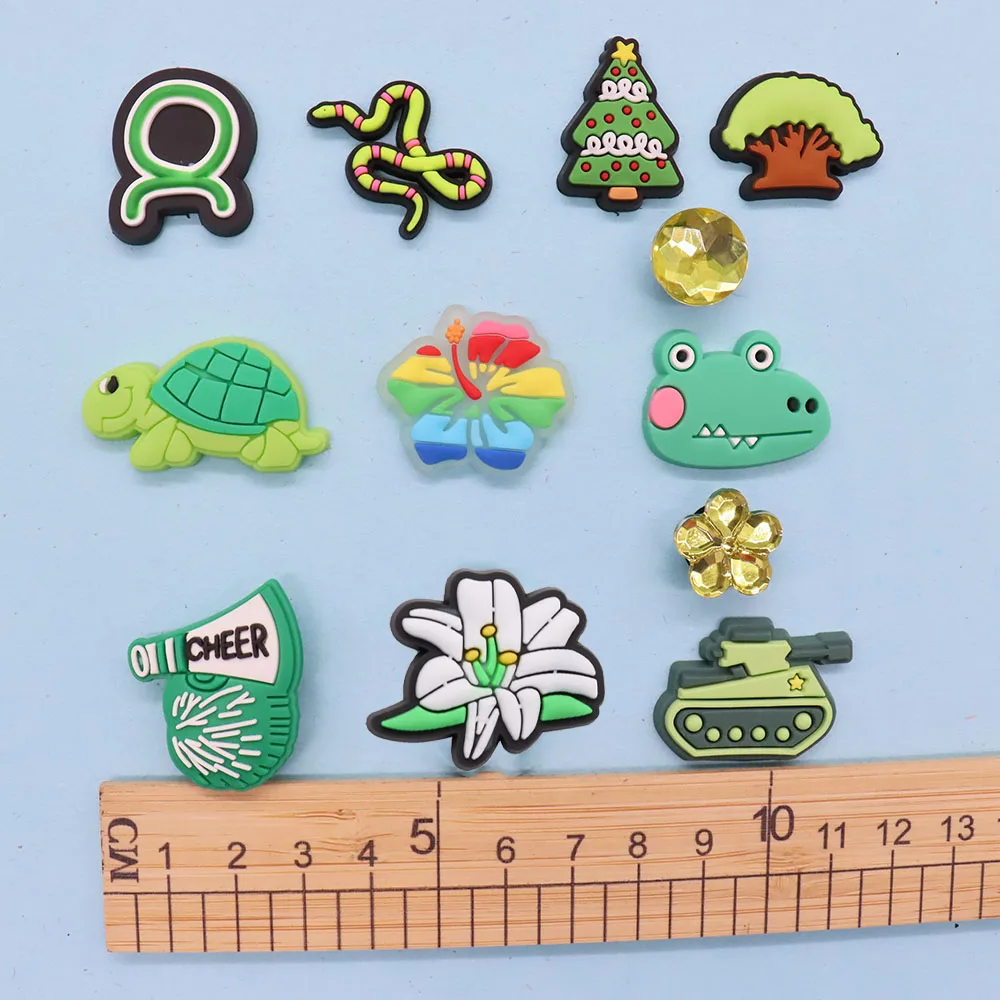 1-12Pcs PVC Tank Turtle Beautiful Flower Sandals Shoe Charms Buckle Clog Kids Shoe Decoration Fit DIY Backpack