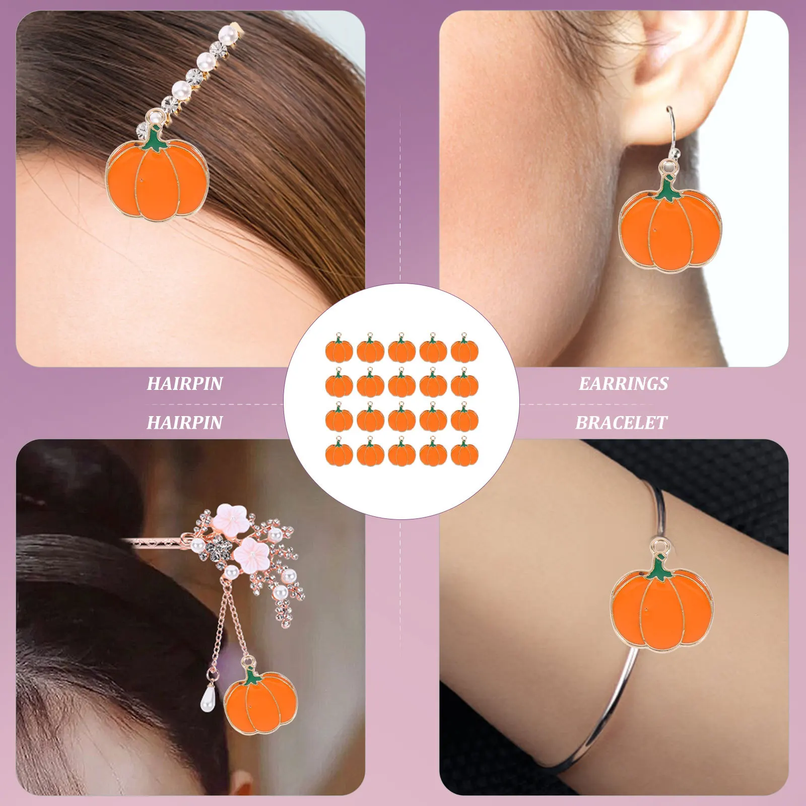 

20Pcs Pumpkin Charms Alloy Halloween Pendants for DIY Earrings Necklace Bracelet Keychain Jewelry Making Accessories
