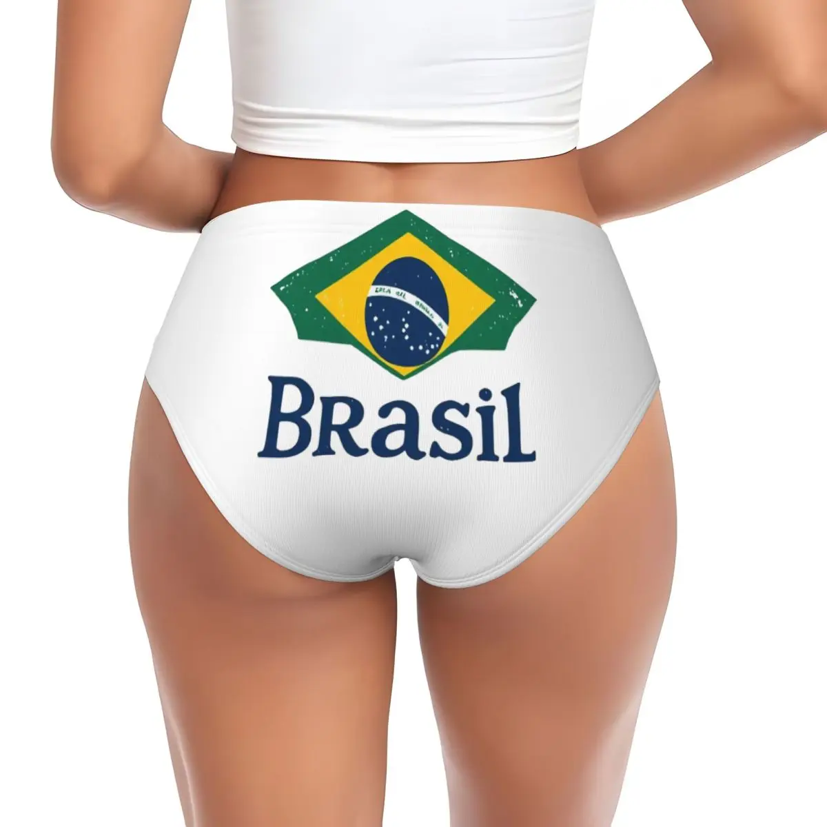 Custom Brazil Flag Brazilian Flag Briefs Underwear Women's Breathable Stretch Underpants Brief Panties