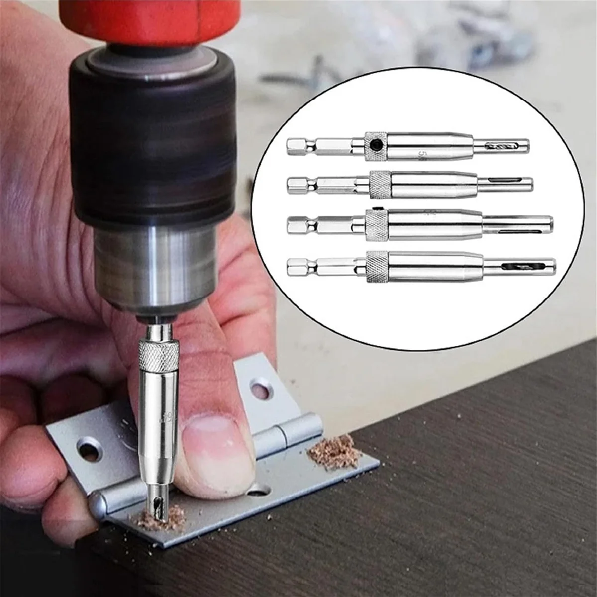 

AA25 17PCS Self Centering Drill Bit Set for Hinges- 1/4" Hex Shank Bits Self Centering Drill Bit Set for Woodworking Door