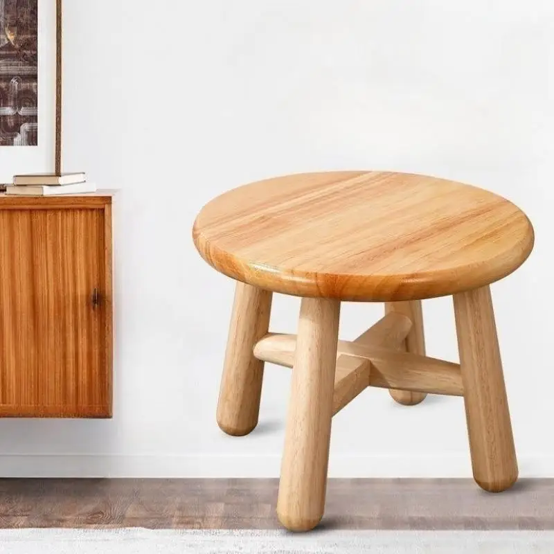

1Pc Household Solid Wood Small Round Stool Living Room Thickened Low Stool Simplicity Non Slip Durable Children Small Stool