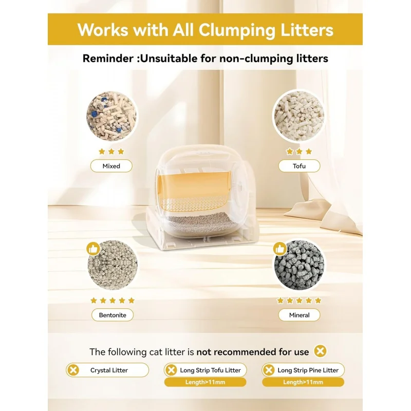 Self Cleaning Cat Litter Box,65L 9L Large Automatic ,with Odor-Removal Design&Weight Monitoring Function,APP R