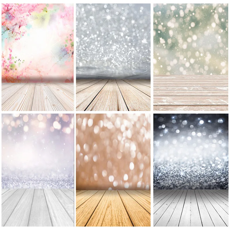 

SHENGYONGBAO Light Spot Bokeh Glitter Wooden Floor Portrait Photography Backdrops Props Photo Studio Backgrounds 21222 LX-07