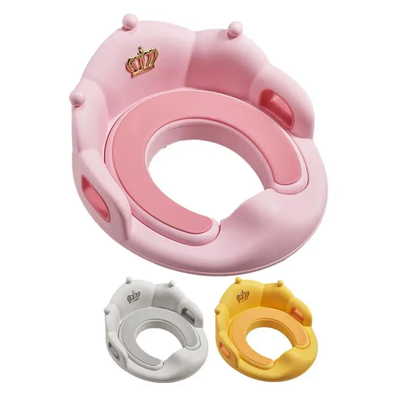 Kids Potty Training Toilet Crown Shape Toilet Ring Anti-Slip Cushion Pad Comfortable Toilet Ring Easy-Clean Training Toilet