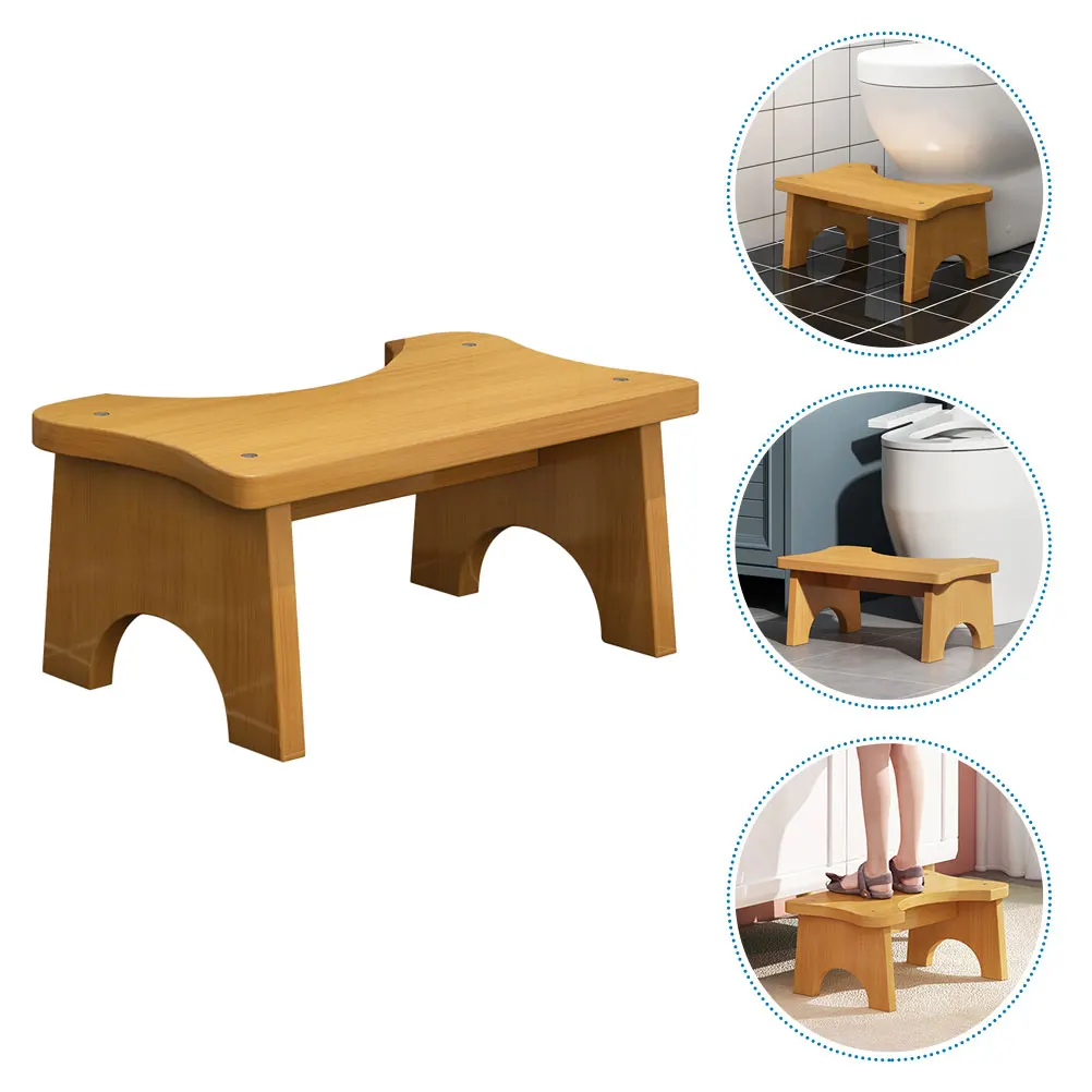 

Wooden Toilet Stool Bathroom Footstool Compact Space Saving Stable Support Kids Use Children Furniture