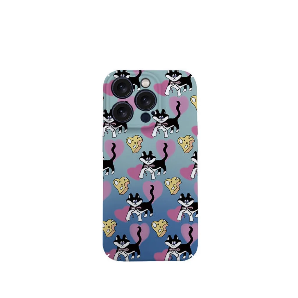 Cheese Black Cat Gradient Magnetic Case dla IPHONE 16 PRO MAX 14 13 PRO MAX 14 15 PLUS 12 11 XR Akrylowe twarde etui na telefony komórkowe