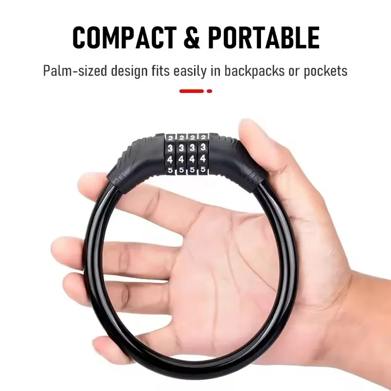 1Pcs/2Pcs  4 Digital Code Anti-Theft Bicycle Cable Lock Stainless Steel Security Locks Portable Combination Code Padlock 4Colors