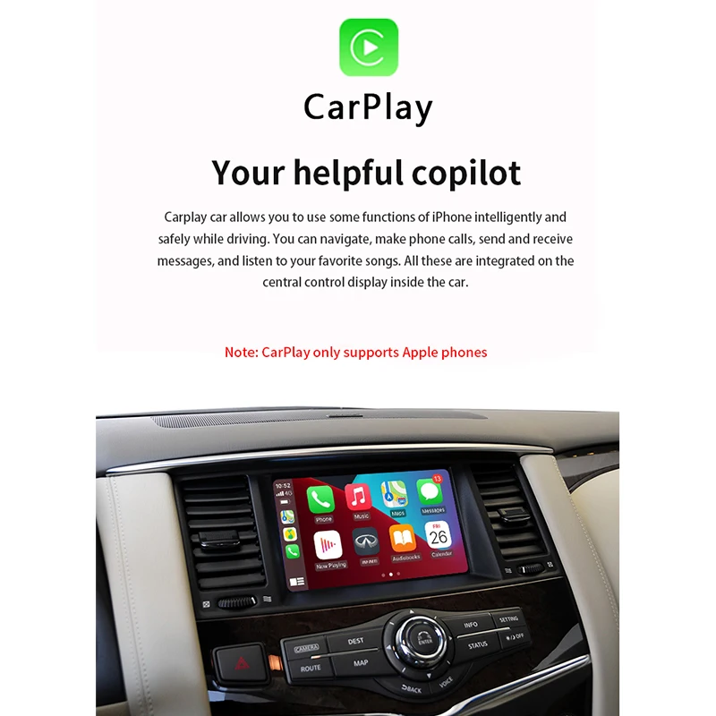 Wireless CarPlay Android Auto for Infiniti 2010-2019 M25L FX35 JX35 QX56 QX60 QX70 Q70 QX35 Retrofit Mirror-Link AirPlay CarPlay