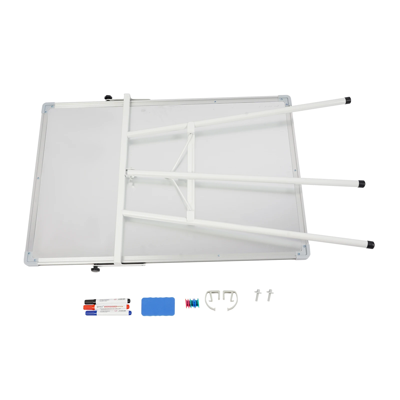 حامل سبورة بيضاء مغناطيسي 91 × 61 سم، لوح مسح جاف محمول أسود قابل للتعديل للمكتب المدرسي والمنزل #6
