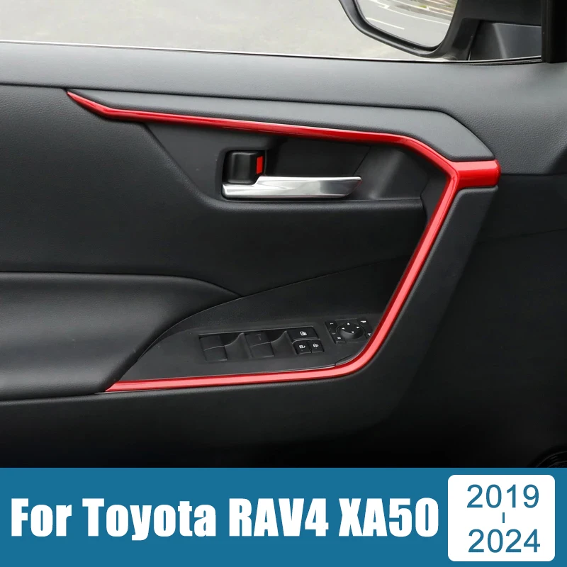 

For Toyota RAV4 2019 2020 2021 2022 2023 2024 RAV 4 XA50 Hybrid ABS Car Door Lift Armrest Door Bowl Strip Trim Cover Sticker