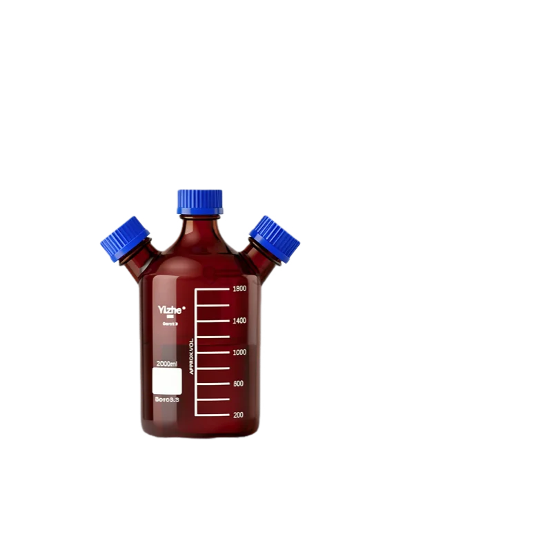 GL45 Multi Neck Brown Reagent Bottle High Borosilicate Glass HPLC Mobile Phase Solvent Storage Bottle 250-10000ml
