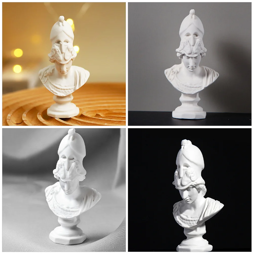 أثينا الراتنج تمثال نصفي ديكور غرفة مكتب المنزل النحت الكلاسيكي شخصية صغيرة الأساطير فن الديكور الإله اليوناني القديم الجص #3