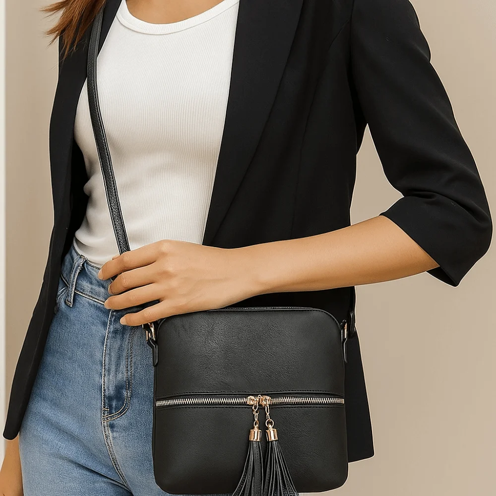 

Легкая женская сумка из искусственной кожи с кисточками, однотонная сумка через плечо с регулируемым ремешком, большая вместительная сумка, повседневная одежда, сумки