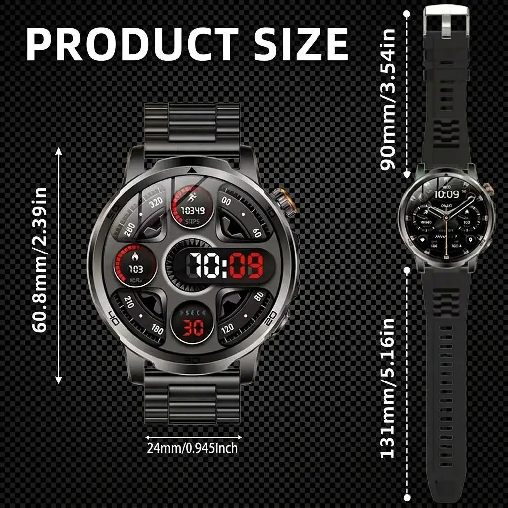 2026 Outdoor Smart Watch 1.85'' Large Screen Dual LED SOS Light 120+ Sports Modes BT Call Sports Tracking Christmas Gift