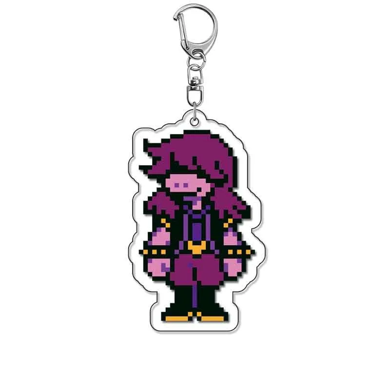 سلسلة مفاتيح من الأكريليك من Anime Deltarune، شماعة حقيبة على شكل بكسل لطيف مع شخصية كرتونية كلعبة تذكارية للهدايا