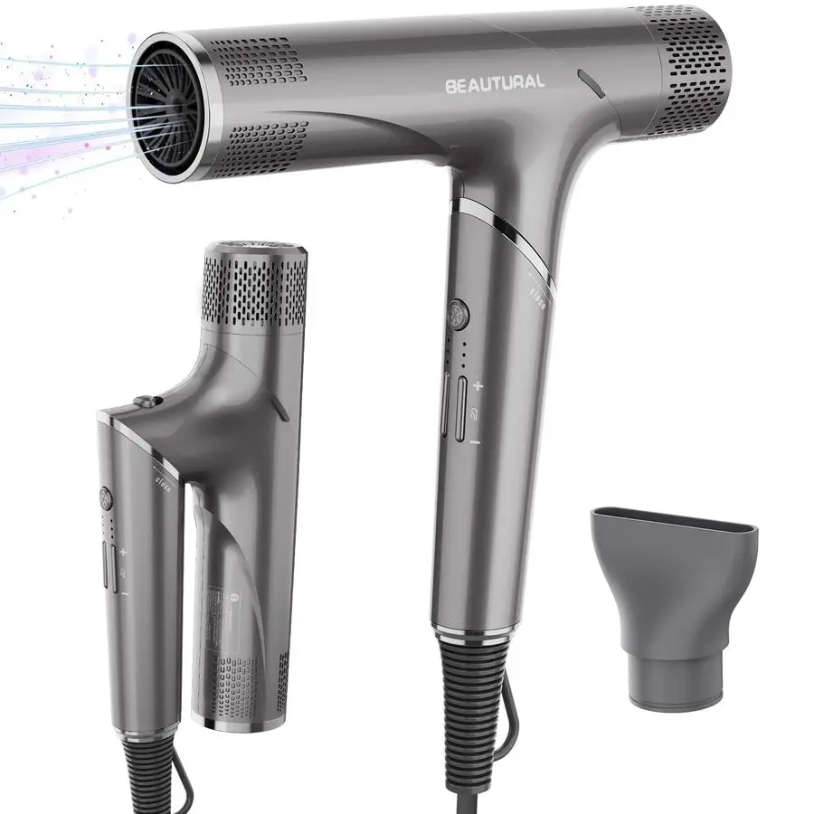 

Hair Dryer, 1600W HighSpeed Foldable Travel Blow Dryer, 110,000 RPM Brushless Motor Million Ionic for Fast Drying amp Frizz Cont
