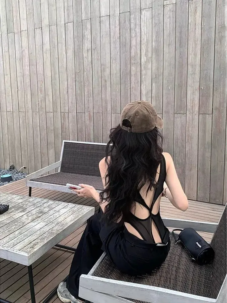 Pure Desire Hollow out Backless Tank Top Women's Slim Fit Underwear Sexy Sister Summer Beauty Back Top Inner Wear Outerwear