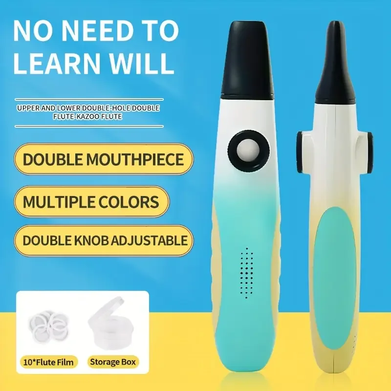 Professional Kazoo Creative Double-hole Musical Wind Instrument with 10 Membranes and Lanyard Lound Sound for Guitar Piano