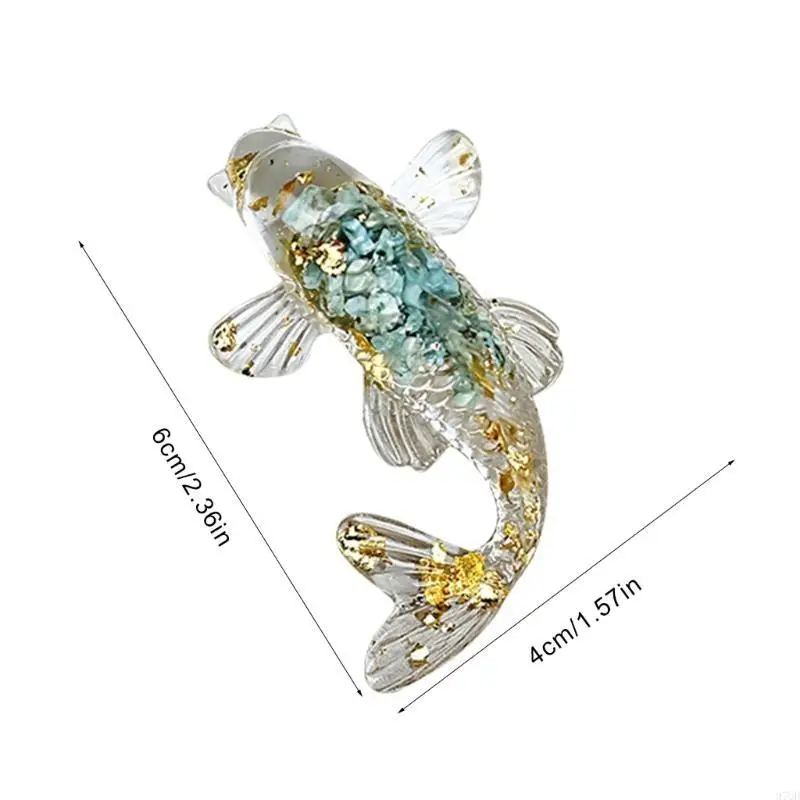 97QD Natural Crystal Fish Figurine para decoraciones automóviles en hogar Regalo estatua resina