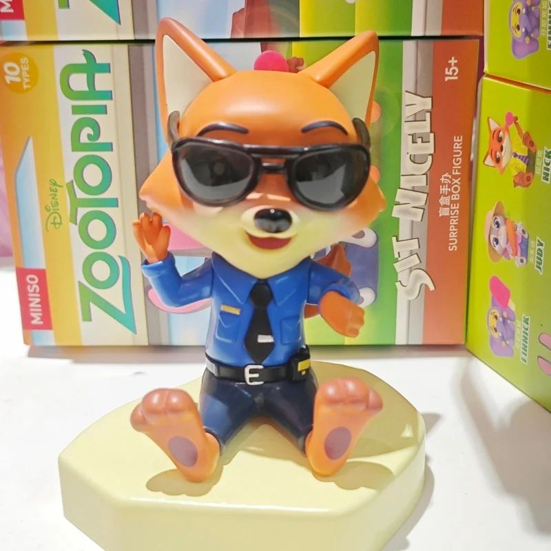Disney Crazy Zootopia Series Blind Box Sit Obediently Figurines Cute Flash Finnick Desktop Ornaments Children's Toys Gifts