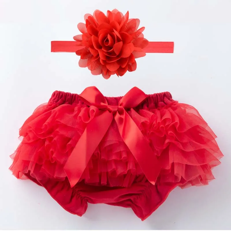 Pantalones cortos rosas con diadema para bebé de 0 a 3 meses, pantalones cortos de tul con volantes rojos, cubierta de pañal de verano para niña, bombachos para bebé, pantalones PP para niño pequeño