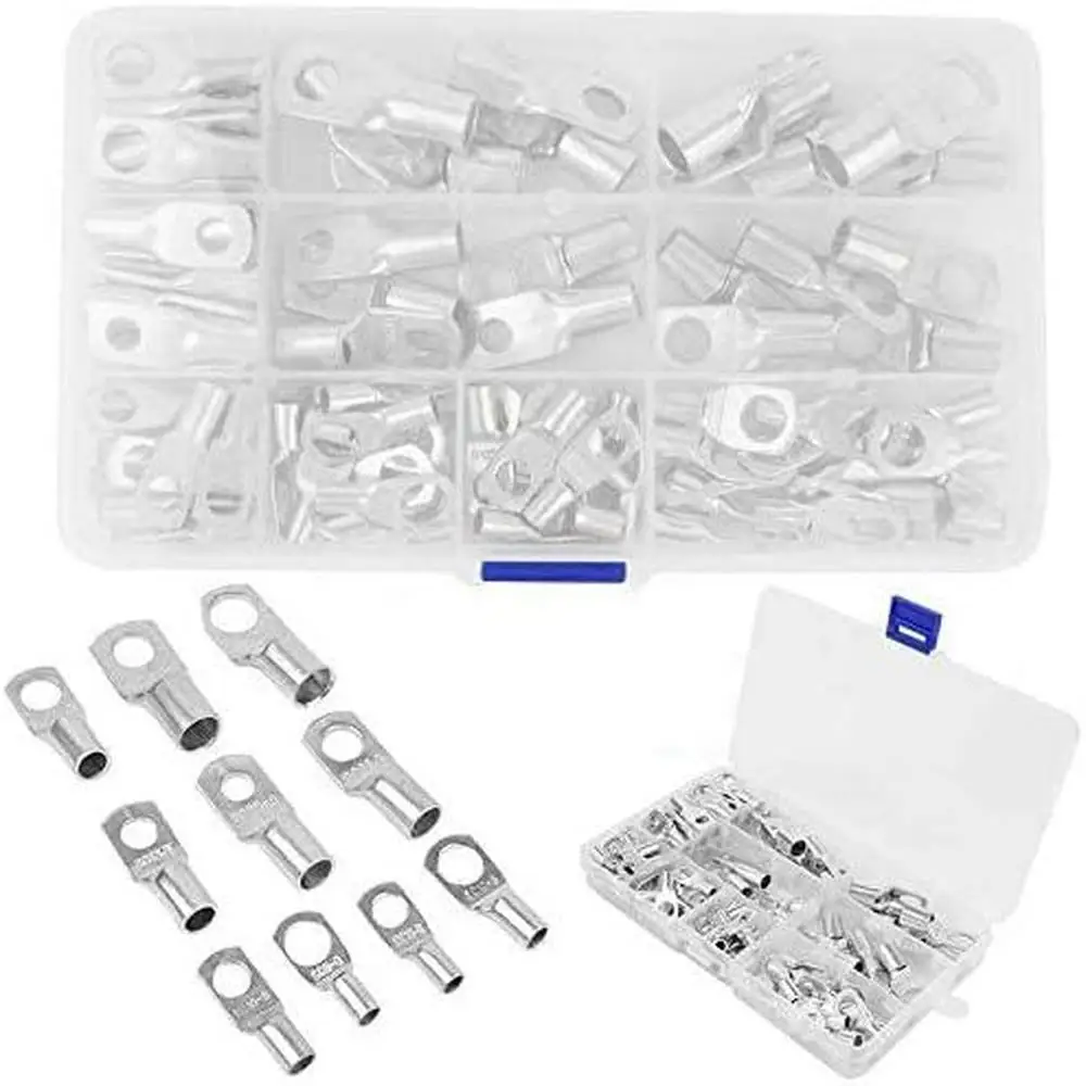 

100 шт. электрические кольцевые наконечники SC, кабельная клемма, луженый медный болт для аккумулятора, кольцевой разъем с отверстием для винта, провод, кабельный наконечник, обжимная клемма