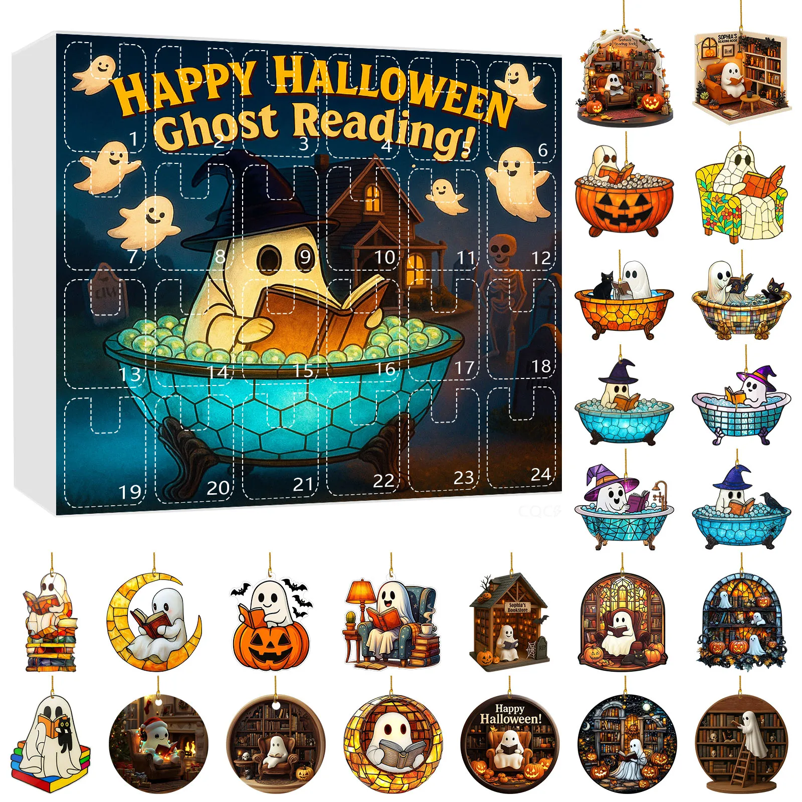 Calendrier de compte à rebours de noël avec tiroirs, 1 ensemble de calendrier d'arrivée nain d'halloween 24 jours, horloge numérique Halloween, minuterie grande