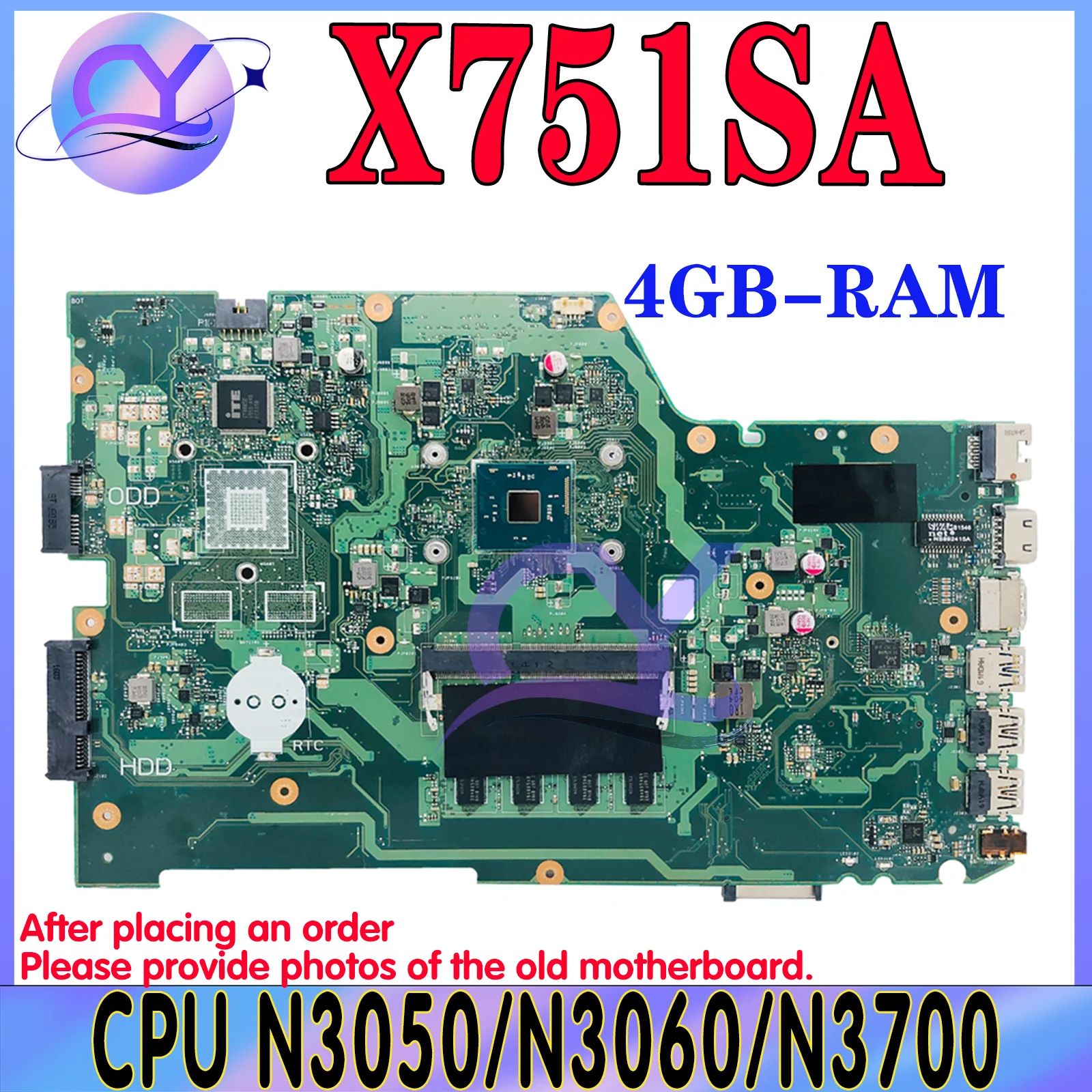 

KEFU X751SA MAINboard For ASUS VIVOBOOK X751SV X751SJ X751S Laptop Motherboard WithN3050/N3060/N3700 CPU 4GB-RAM OK 100% Test