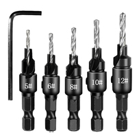 2019 5Pcs/Set Hot New Pro Drill bit set Countersink High quality Tool Woodworking 5/6/8/10/12# Bit Change Cone