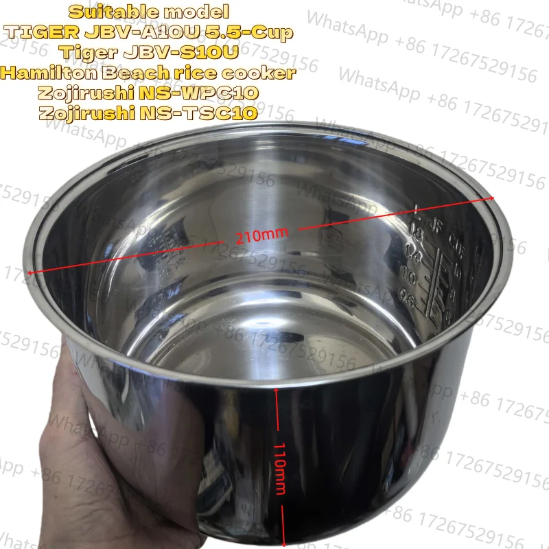stainless steel rice cooker inner bowl for Zojirushi NS-WPC10 / NS-TSC10 Tiger JBV-S10U/ JBV-A10U  5.5-Cup replacement
