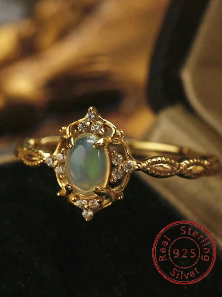 925 Sterling Silver Simplicity Classic Personalized Moonstone Ring For Women Engagement Wedding Luxury High Quality Fine Jewelry