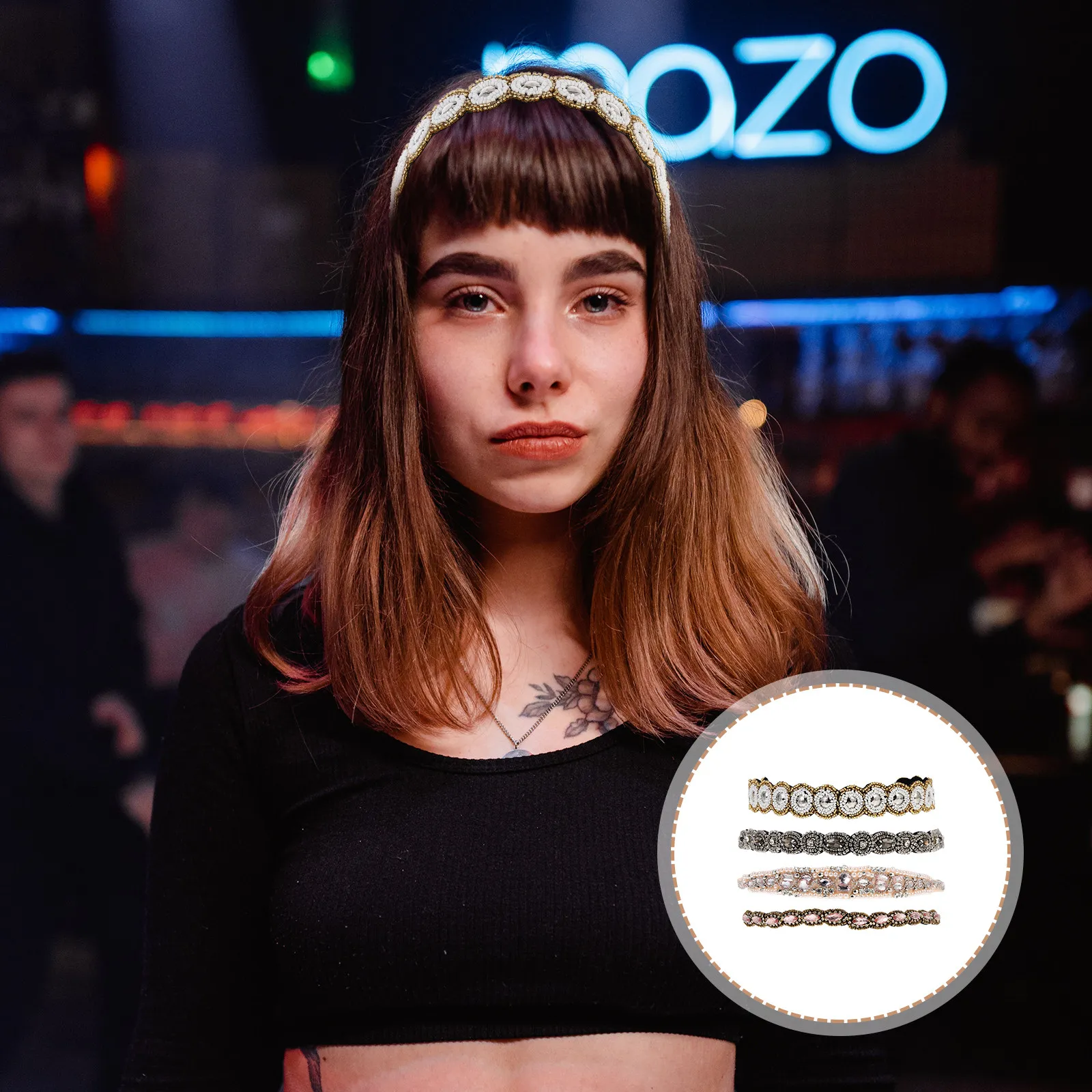 

4 шт. эластичные повязки на голову с бисером и стразами для женщин, легкие и удобные аксессуары для волос, для укладки тонких волос, для ношения в течение всего дня, элегантные