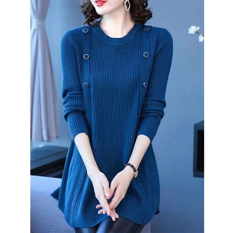 Autumn Winter Women Korean Fashion Elegant Plush Thick Warm Knitted Sweater Casual Long Sleeve Loose Tunic Pullover Tops Jumpers