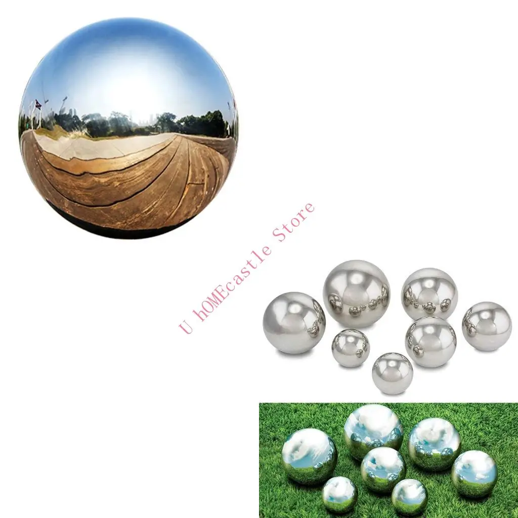 63HF 5 Pcs Stainless Steel Gazing Balls Mirror Polished Hollow Ball Reflective Sphere