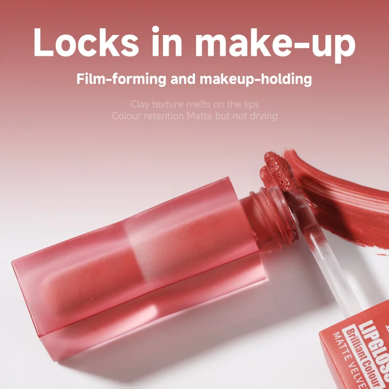 Waterproof Matte Lip Gloss Rich Color Payoff Cover Lip Lines Fashion Transparent Square Tube Lipstick For Photo Makeup